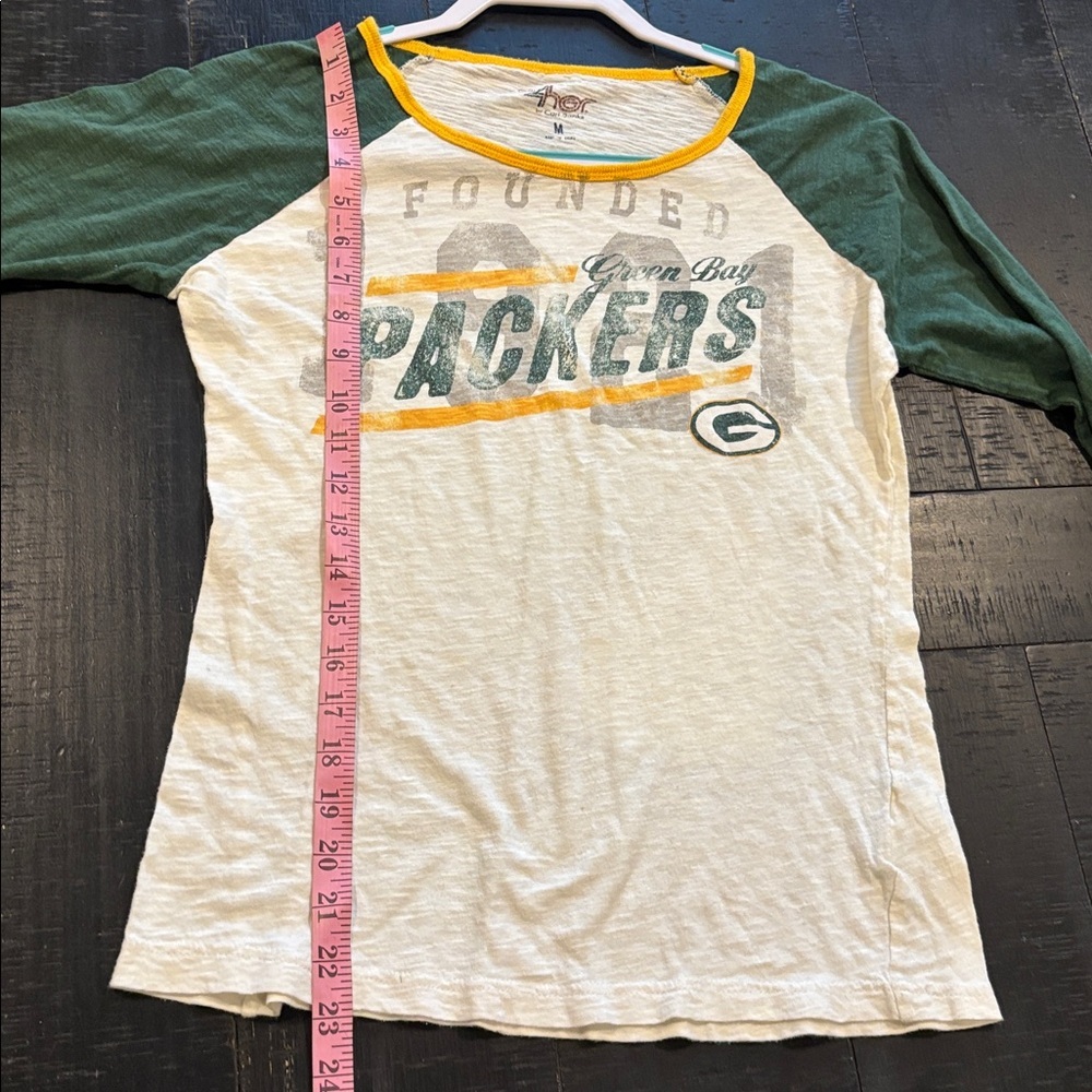Carl Banks 4 Her Vintage Green Bay Packers Raglan Tee Medium 3/4 sleeve - Picture 7 of 7